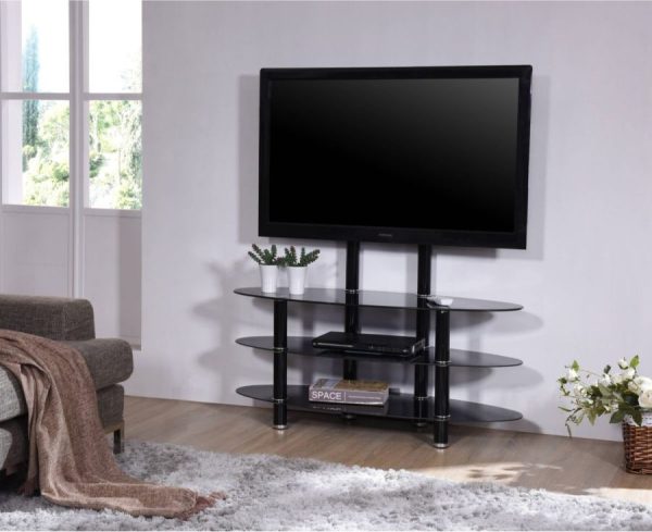 Hodedah Hodedah 49.2″ Wide Glass TV Stand With Mount