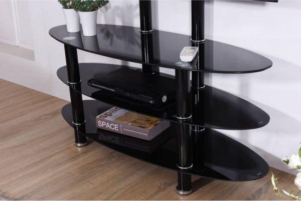 Hodedah Hodedah 49.2″ Wide Glass TV Stand With Mount