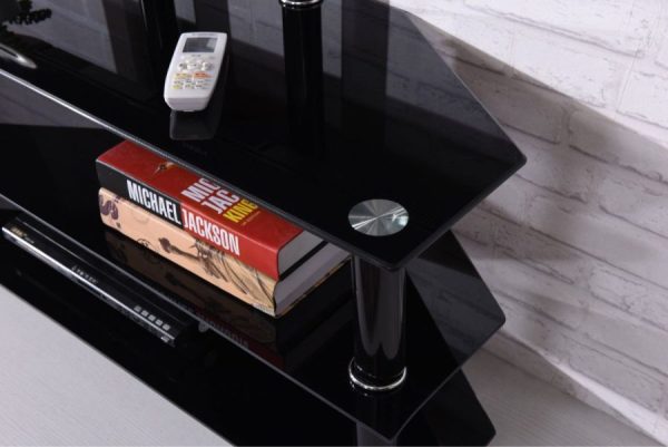 Hodedah Hodedah 49.2″ Wide Glass TV Stand With Mount