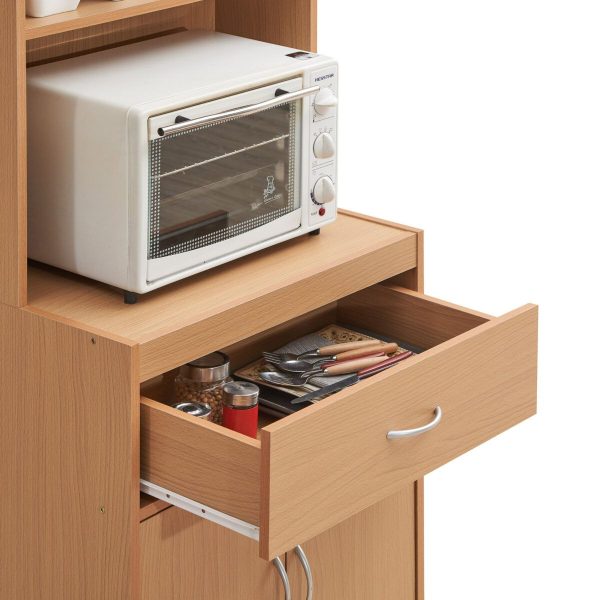 Hodedah Hodedah 54″ Tall Open Shelves 1-Drawer And Bottom Enclosed Storage Kitchen Cabinet