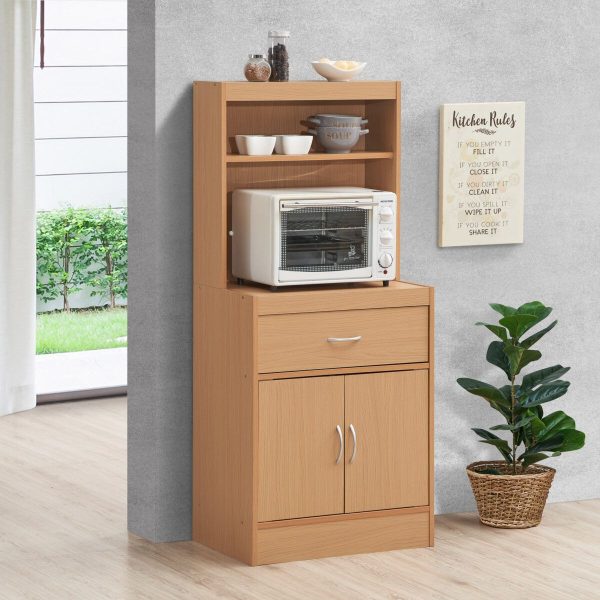 Hodedah Hodedah 54″ Tall Open Shelves 1-Drawer And Bottom Enclosed Storage Kitchen Cabinet