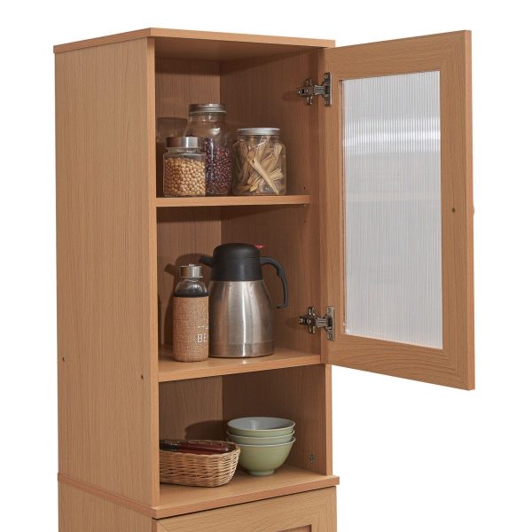 Hodedah Hodedah 63″ Tall Slim Open Shelf Plus Top And Bottom Enclosed Storage Kitchen Pantry