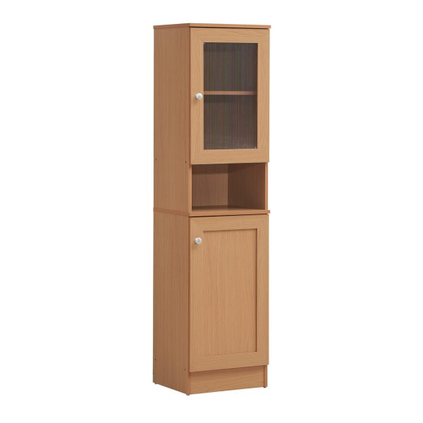 hodedah Hodedah 63″ Tall Slim Open Shelf Plus Top and Bottom Enclosed Storage Kitchen Pantry