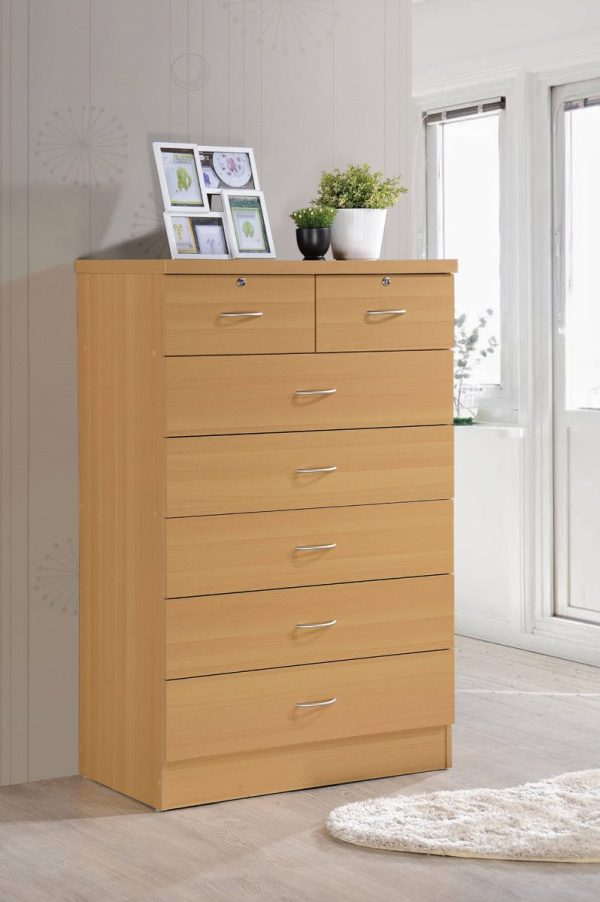Hodedah Hodedah 7-Drawer Chest With Locks On 2-Top Drawers