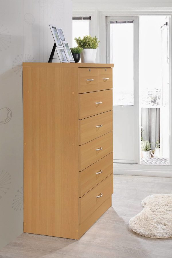 Hodedah Hodedah 7-Drawer Chest With Locks On 2-Top Drawers
