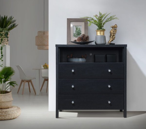 Hodedah Hodedah 3-Drawer Dresser With 1-Open Shelf