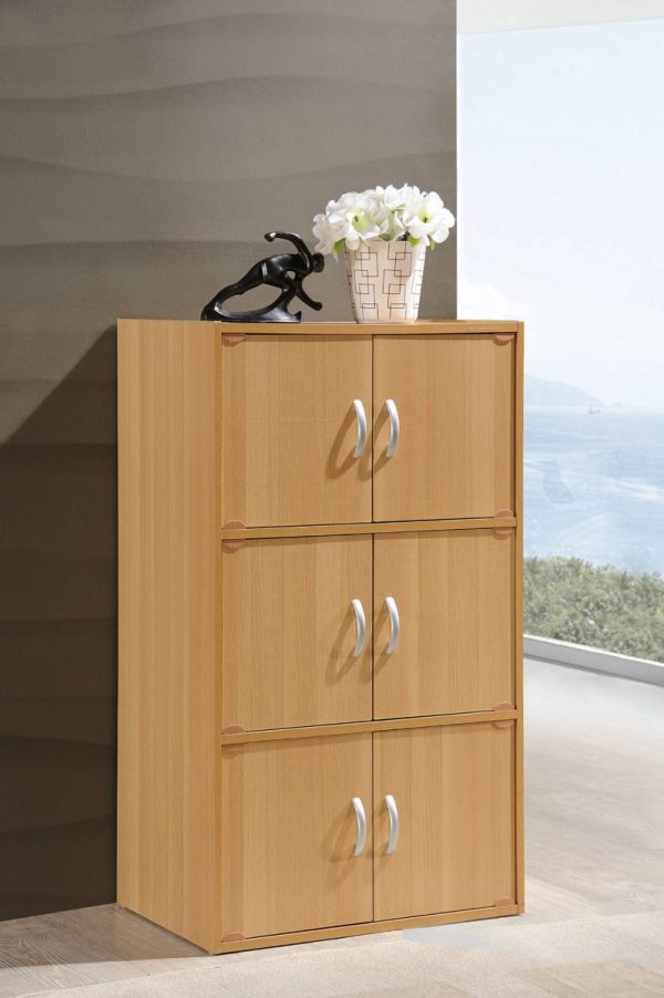 Hodedah Hodedah 3-Shelf 6-Door Bookcase