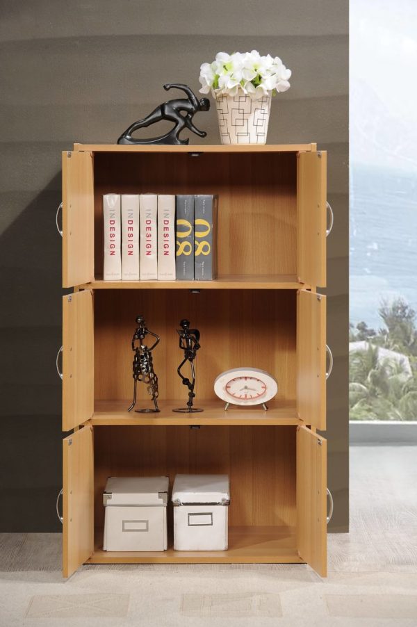 Hodedah Hodedah 3-Shelf 6-Door Bookcase