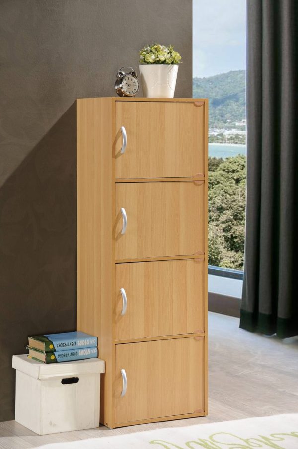 Hodedah Hodedah 4-Shelf 4-Door Bookcase