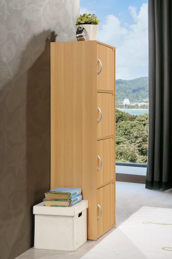 Hodedah Hodedah 4-Shelf 4-Door Bookcase