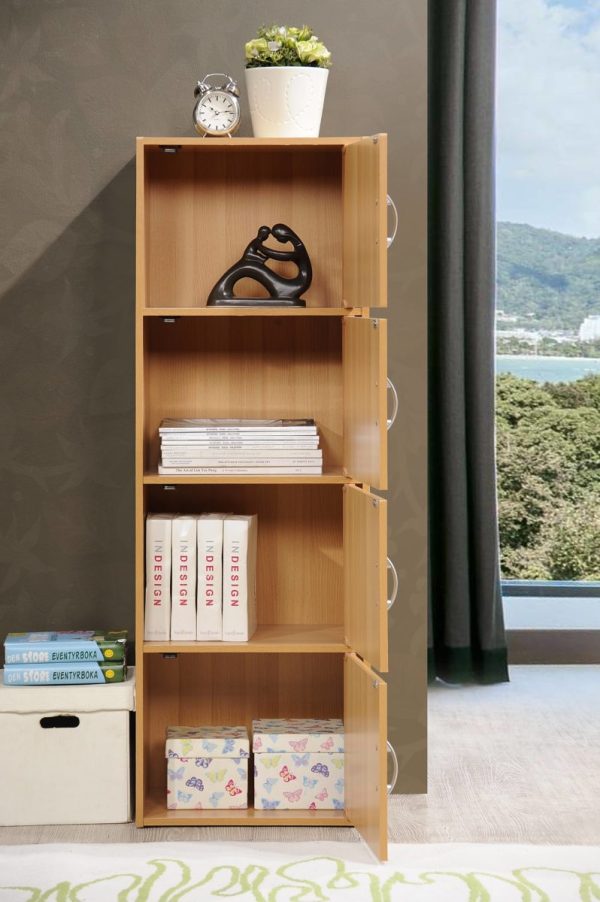 Hodedah Hodedah 4-Shelf 4-Door Bookcase