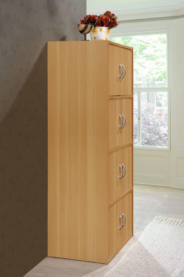 Hodedah Hodedah 4-Shelf 8-Door Bookcase Cabinet
