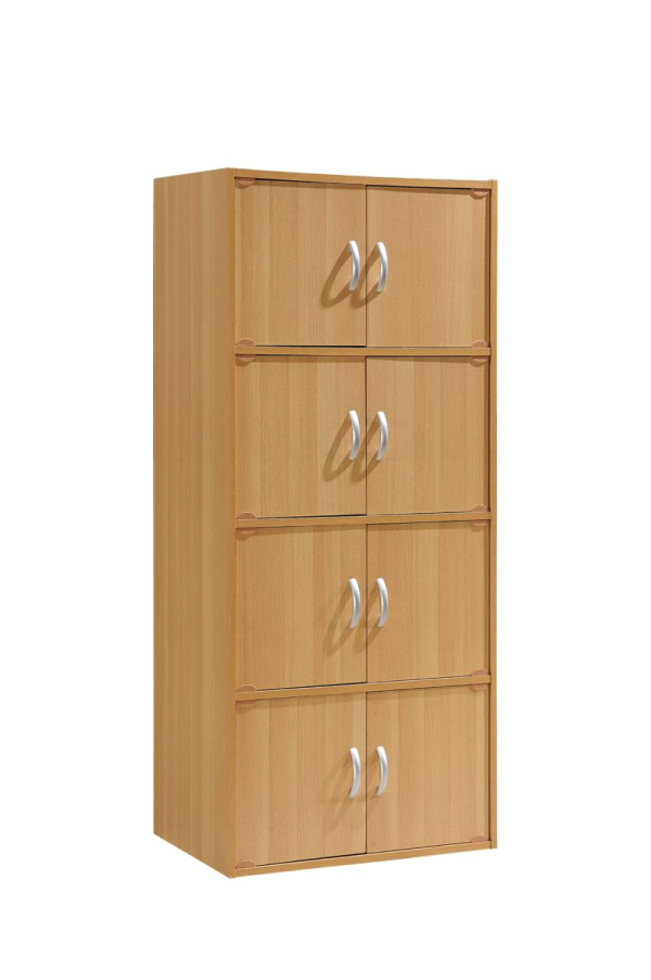 hodedah Hodedah 4-Shelf 8-Door Bookcase Cabinet