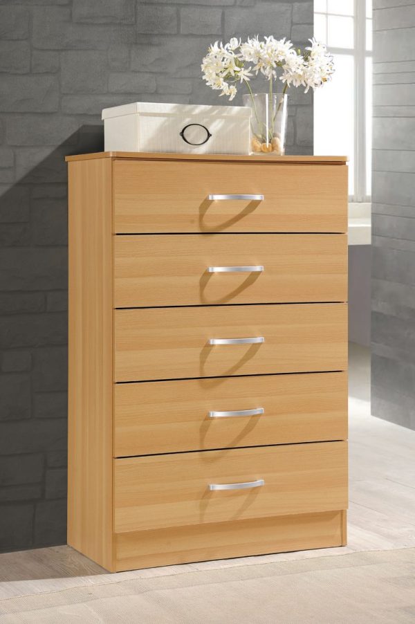 Hodedah Hodedah 5-Drawer Chest In Beech