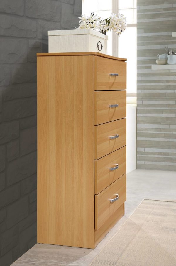 Hodedah Hodedah 5-Drawer Chest In Beech