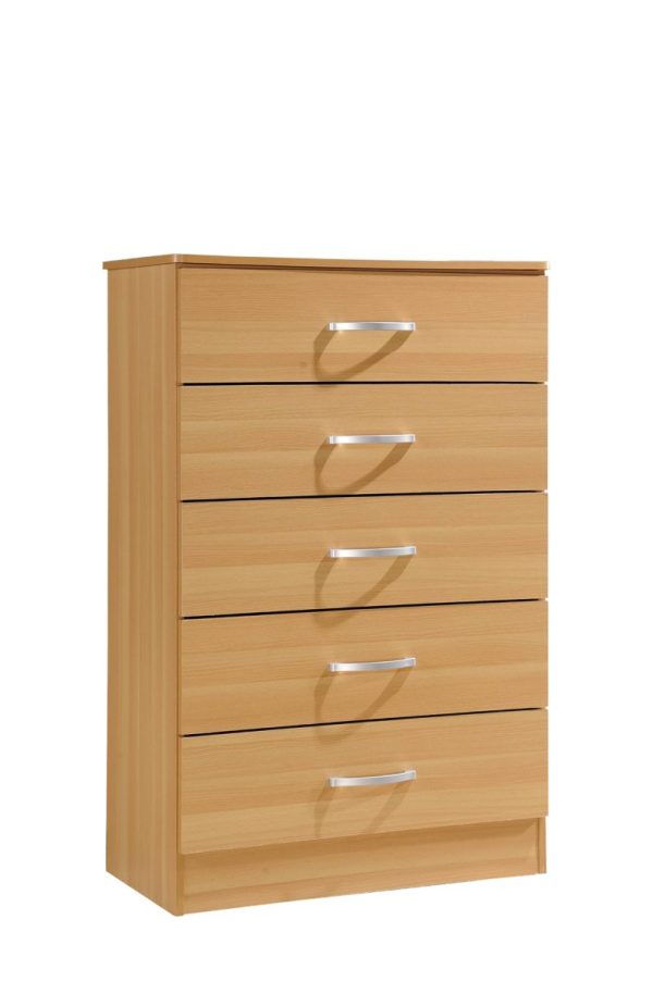 hodedah Hodedah 5-Drawer Chest in Beech