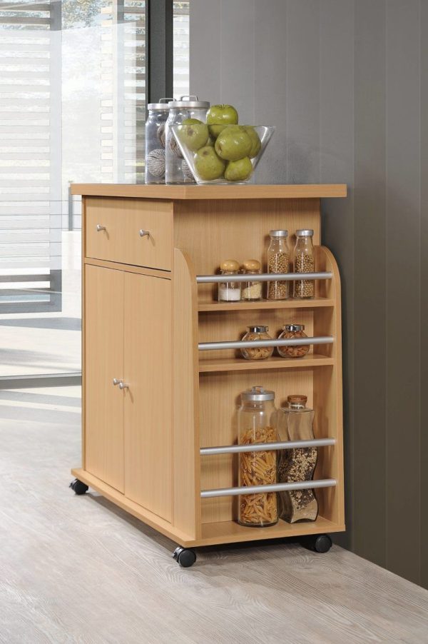 Hodedah Hodedah Kitchen Cart With Spice Rack