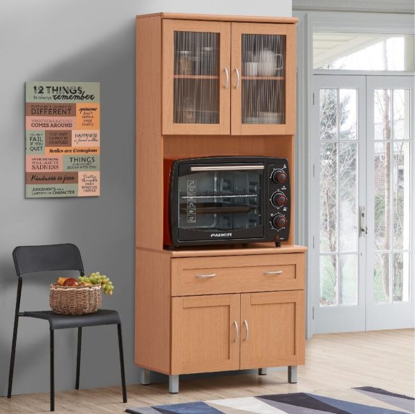 Hodedah Hodedah Kitchen Cabinet With Top And Bottom Enclosed Cabinet Space