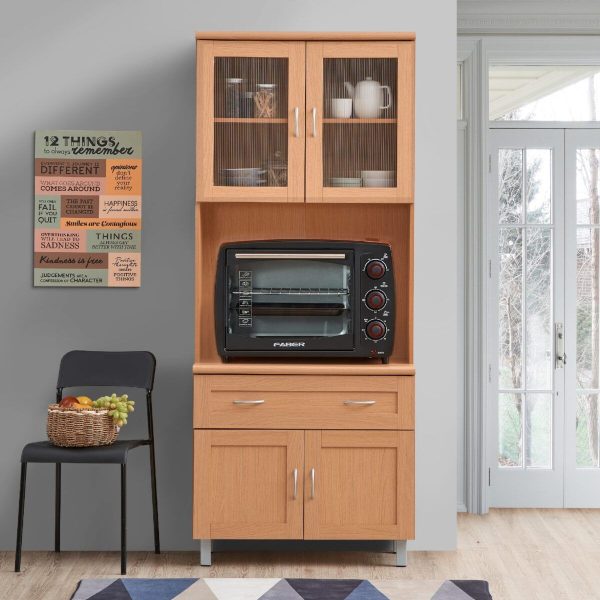 Hodedah Hodedah Kitchen Cabinet With Top And Bottom Enclosed Cabinet Space