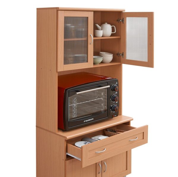 Hodedah Hodedah Kitchen Cabinet With Top And Bottom Enclosed Cabinet Space