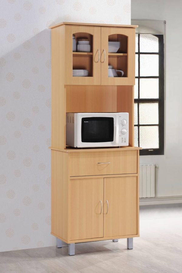 Hodedah Hodedah Kitchen Cabinet With Top And Bottom Enclosed Cabinet Space 1-Drawer Plus Large Open Space For Microwave