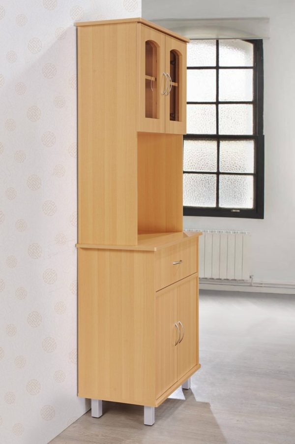 Hodedah Hodedah Kitchen Cabinet With Top And Bottom Enclosed Cabinet Space 1-Drawer Plus Large Open Space For Microwave