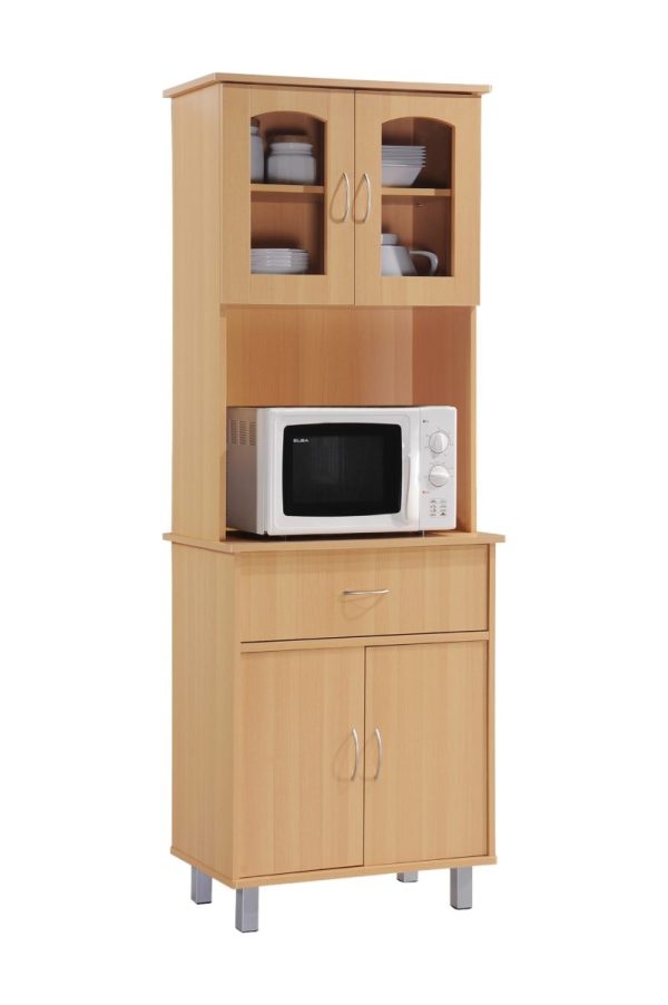 hodedah Hodedah Kitchen Cabinet with Top and Bottom Enclosed Cabinet Space 1-Drawer plus Large Open Space for Microwave