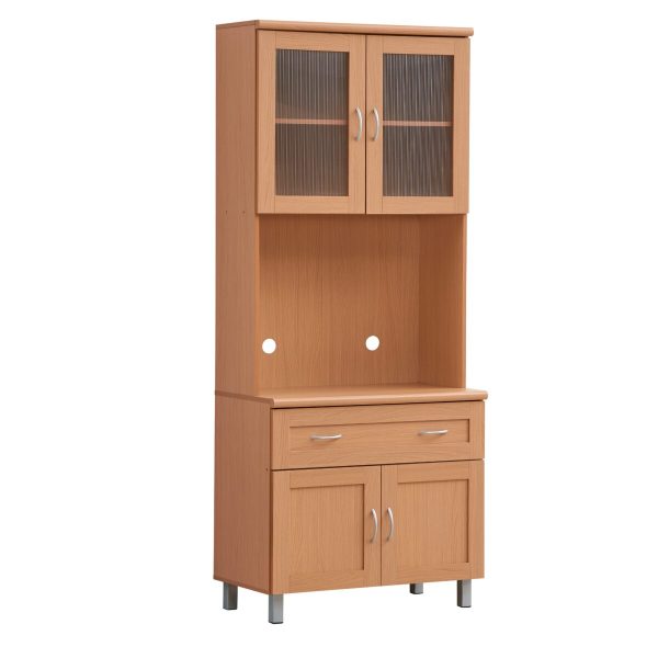 hodedah Hodedah Kitchen Cabinet with Top and Bottom Enclosed Cabinet Space
