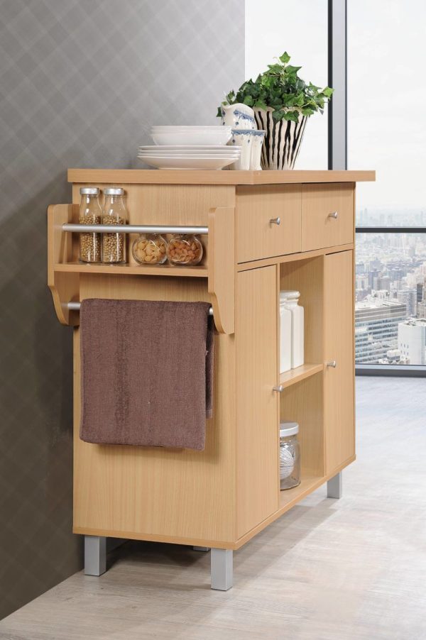 Hodedah Hodedah Kitchen Island With Spice Rack Plus Towel Holder