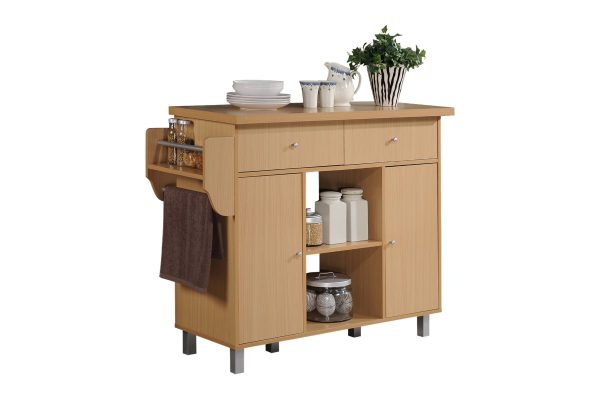 hodedah Hodedah Kitchen Island with Spice Rack plus Towel Holder