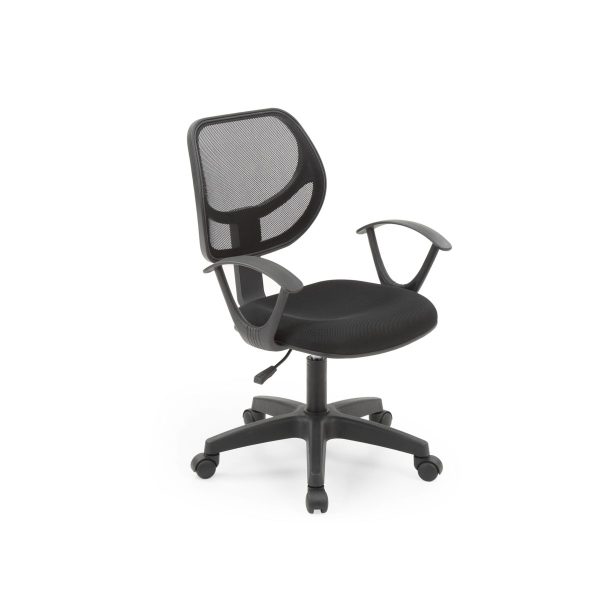 hodedah Hodedah Mesh Mid-Back Adjustable Height Swiveling Task Chair with Padded Seat in Black