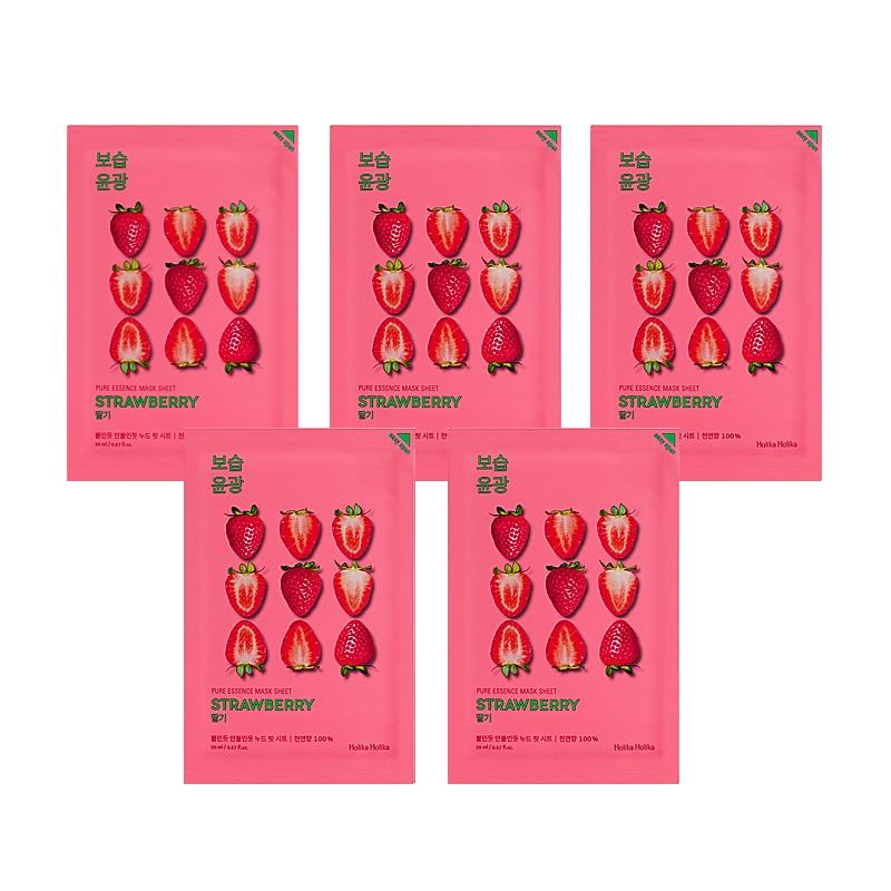 Holika Holika Pure Essence Mask Sheet - Strawberry (5 Pcs) Pure Essence