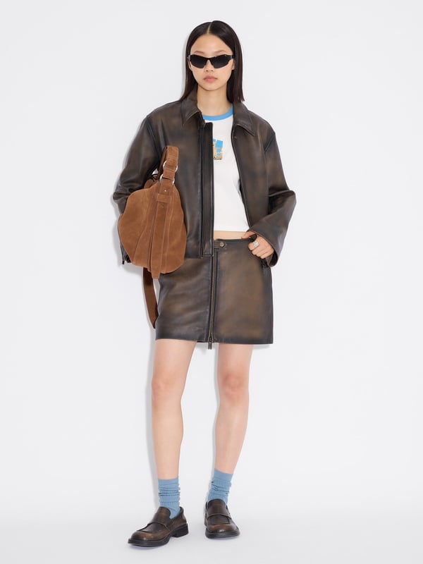 Holzweiler Cia Leather Jacket Dk. Brown