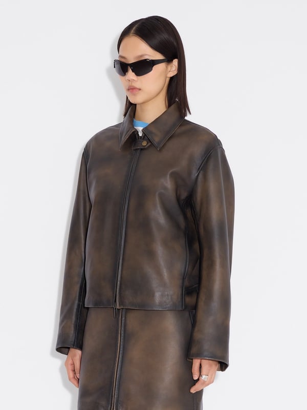 Holzweiler Cia Leather Jacket Dk. Brown