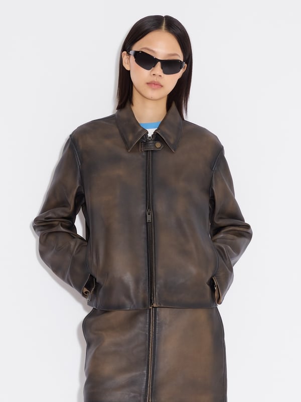 holzweiler Cia Leather Jacket Dk. Brown