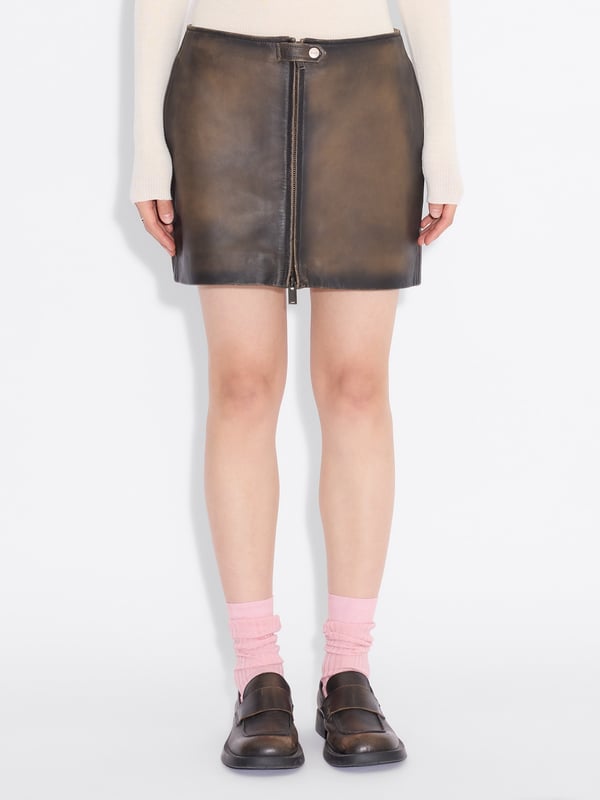 Holzweiler Cia Leather Skirt Dk. Brown