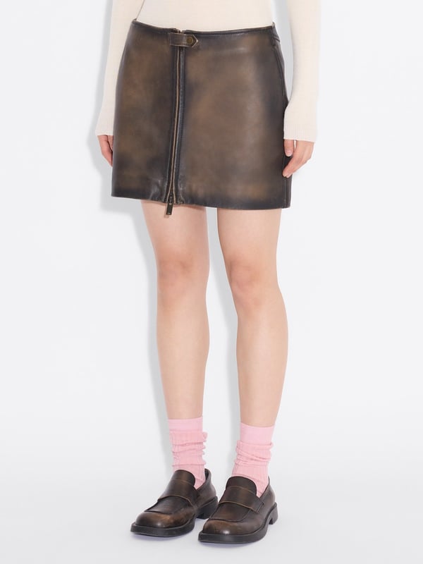 Holzweiler Cia Leather Skirt Dk. Brown