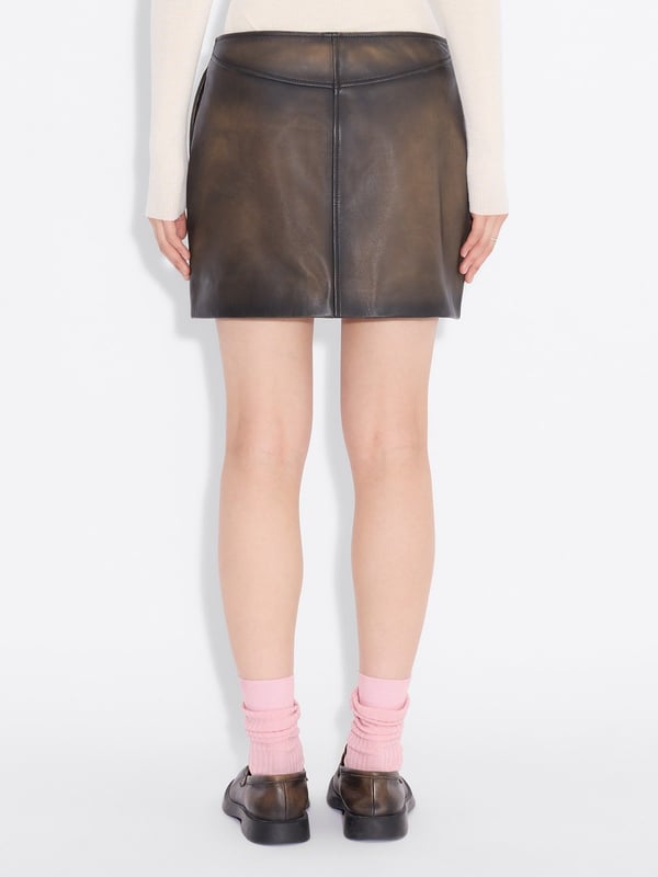 Holzweiler Cia Leather Skirt Dk. Brown