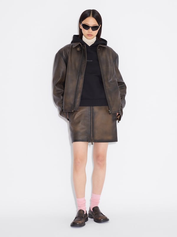 holzweiler Cia Leather Skirt Dk. Brown