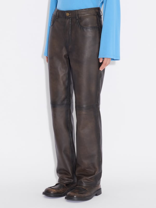 Holzweiler Cia Leather Trousers Dk. Brown