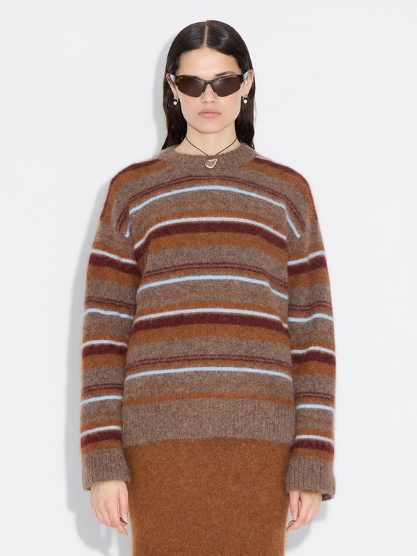 Holzweiler Fluffy Stripe Crew Brown Stripe