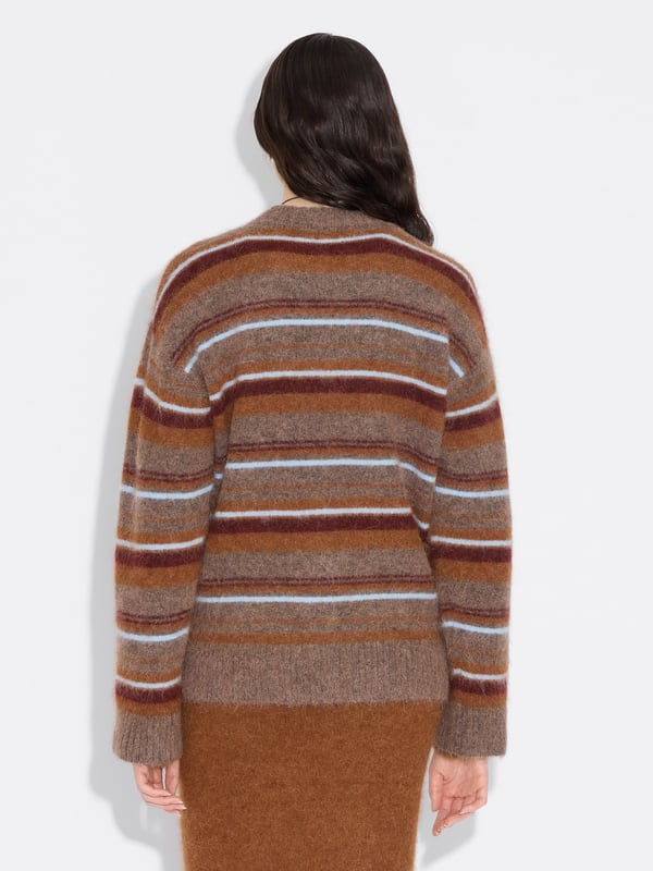 Holzweiler Fluffy Stripe Crew Brown Stripe