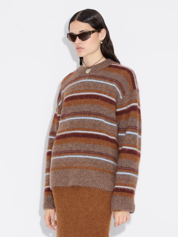 holzweiler Fluffy Stripe Crew Brown Stripe