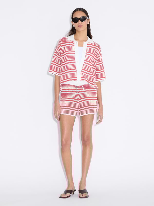 holzweiler Kelp Striped Shorts Red Stripe