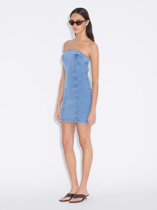 Holzweiler Kristin Short Denim Dress Mid Blue