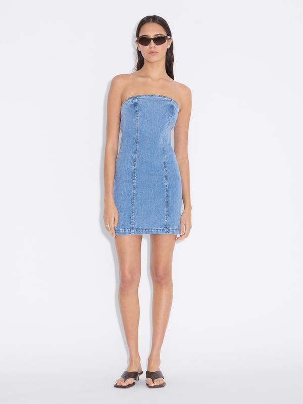 holzweiler Kristin Short Denim Dress Mid Blue