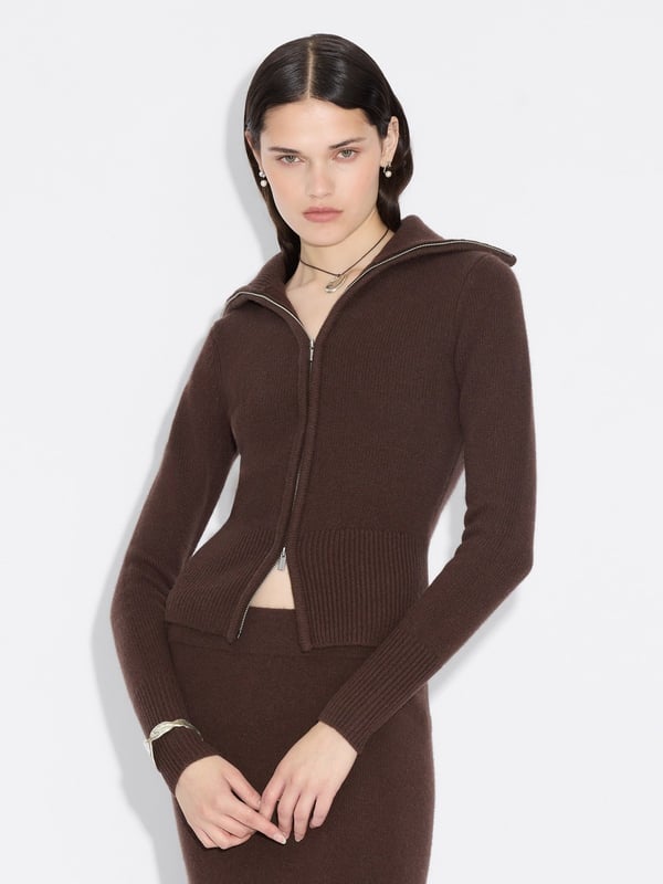 holzweiler Line Wool Cardigan Dk. Brown