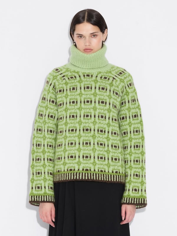 Holzweiler Norwegian Wool Turtleneck Green Mix