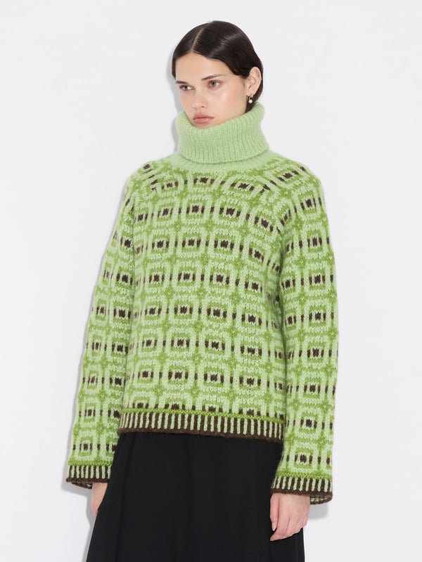 holzweiler Norwegian Wool Turtleneck Green Mix