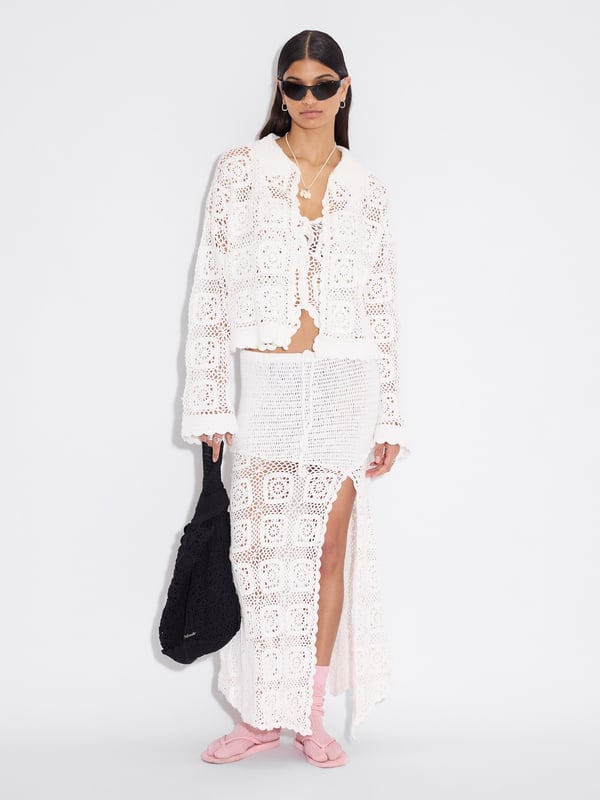 Holzweiler Rosie Crochet Cardigan White